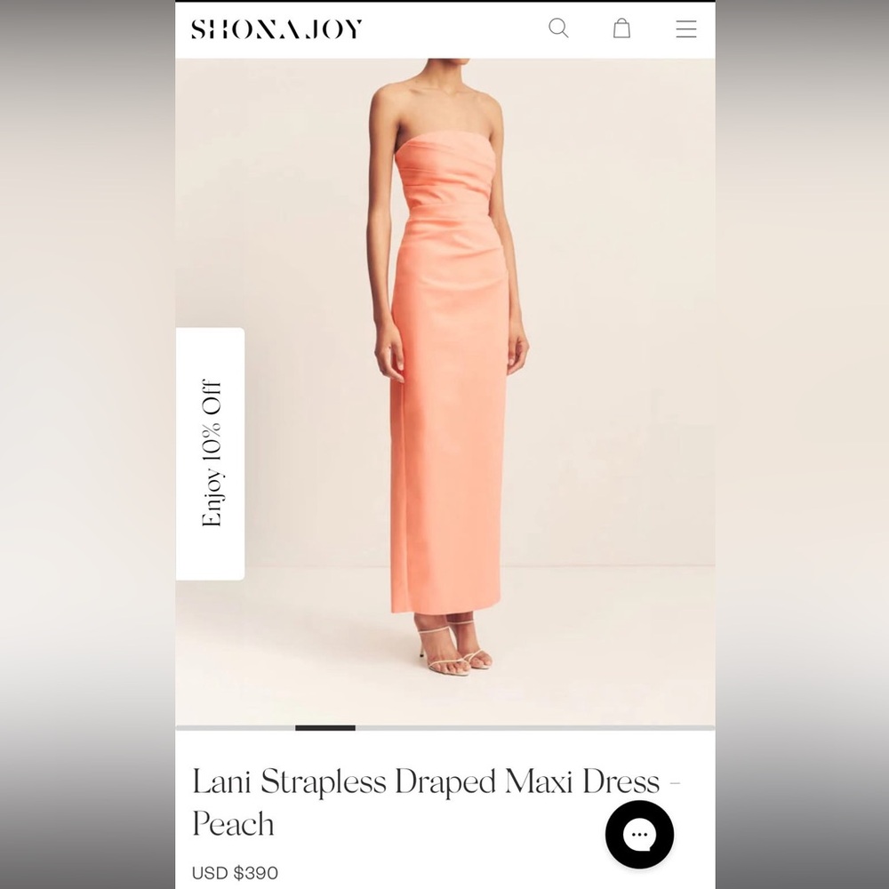 Shona Joy Peach Lani Strapless Maxi Dress